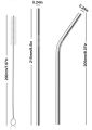 Reusable Stainless Steel Straw Pack Of 2 (1 Straight,  1 Bent  ). 