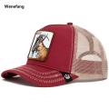 Wenefang American Style Summer Animal Baseball Cap For Women Men Sun Protection New style Mesh Embroidery Truck Driver Black Panther Wolf Hat. 