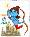 NEXO DECOR Jay Shree Ram Wall Sticker White Glossy Vinyl Self Adhesive Sticker 51 cm x 41 cm. 