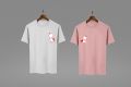 Cartoon Printed T-Shirt Set – Pink & White Matching Couple T-Shirts| Couple Sets. 