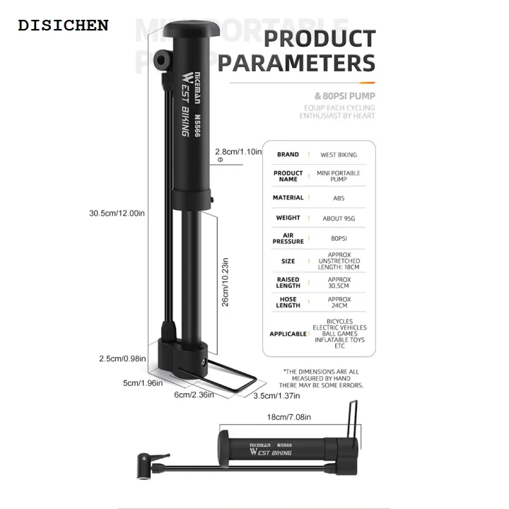 DISICHEN%20Sales%20promotion%20WEST%20BIKING%20Bike%20Pump%20Inflator%2080PSI%20Mini%20Bicycle%20Floor%20Pump%20Schrader%20Valve%20Bicycle%20Pump%20Air%20Pump%20Balloon%20Tire%20Inflator%20-%20Image%205
