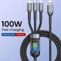 3 in 1 100W Fast Charging Data Cable Automatic Switch Off System. 