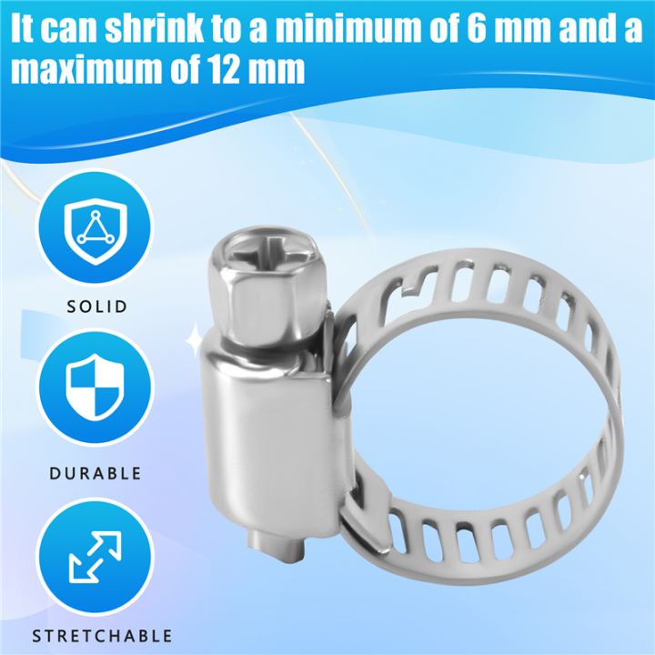 15%20Pcs%20Stainless%20Steel%208mm%20to%2012mm%20Hose%20Pipe%20Clamps%20Clips%20Fastener%20-%20Image%203