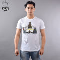 JUJU Wears White Colour Swoyambu Printed Cotton Tshirt For Unisex. 