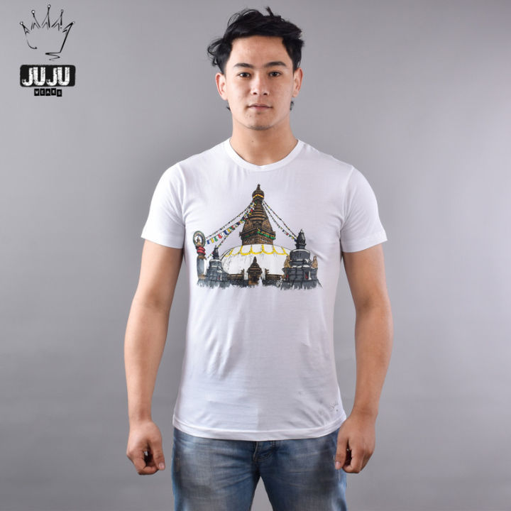 JUJU%20Wears%20White%20Colour%20Swoyambu%20Printed%20Cotton%20Tshirt%20For%20Unisex%20-%20Image%203