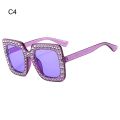 Cool Square Crystal Oversized Sunglasses Big Frame UV400 Protection Shades Sparkling Diamond Sun Glasses Women. 