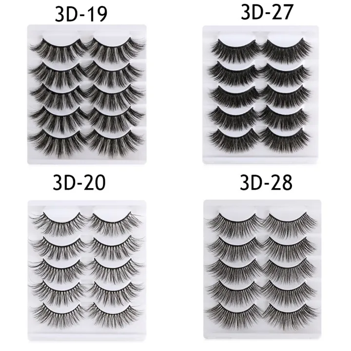 SKONHED%205%20Pairs%20Eye%20Makeup%20Tools%20Thick%20Cross%20Wispy%20False%20Eyelashes%20Natural%20Long%20Eye%20Lash%20Extension%203D%20Soft%20Mink%20Hair%20-%20Image%203