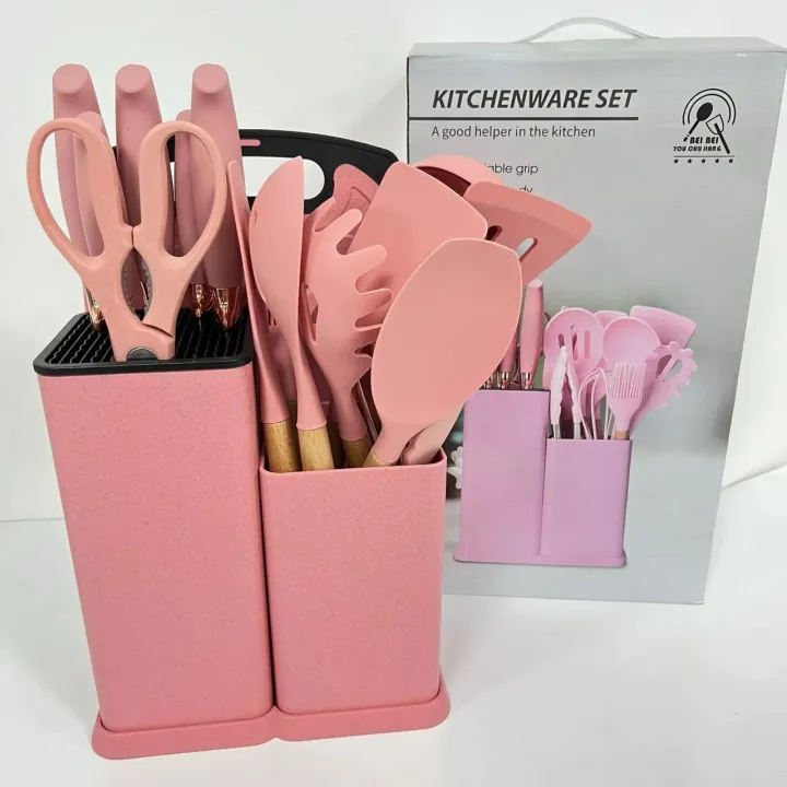 19%20Pieces%20Silicone%20Kitchen%20Utensils%20Set%20&%20Kitchen%20Knives%20With%20Chopping%20Board%20Kitchen%20Accessories%20-%20Image%203