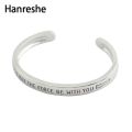 【happy one】HANRESHE Fashion Bangles Hand Open Bangles Lightsaber Symbol Stretch Plated Jewelry Bracelet. 