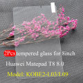 2Pcs/Pack for Huawei MatePad T8 8.0 Screen Protector Model KOB2-L09 KOB2-W09 HD 0.33MM 9H for 8.0 Inch Huawei T8 Tempered Glass. 