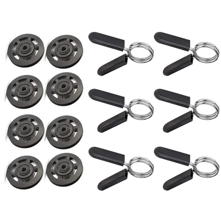 NAMUNY%208Pcs%2095mm%20Black%20Bearing%20Pulley%20Wheel%20Cable%20&%206%20Pack%201%20Inch%20(25%20mm)%20Barbell%20Clip%20Clamps-Dumbbell%20Spring%20Collars%20-%20Image%204