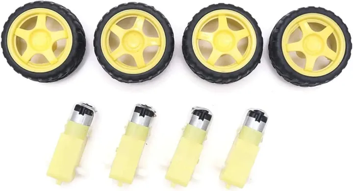 4%20Pcs%20Set(Combo)%20DC%20Electric%20BO%20Gear%20Motor%20Wheel%20Kit%203-6V%20Dual%20Shaft%20Geared%20BO%20Motor%20With%2065mm%20Plastic%20Car%20Tire%20Wheel%20For%20Smart%20Robotic%20Car%20-%20Image%203