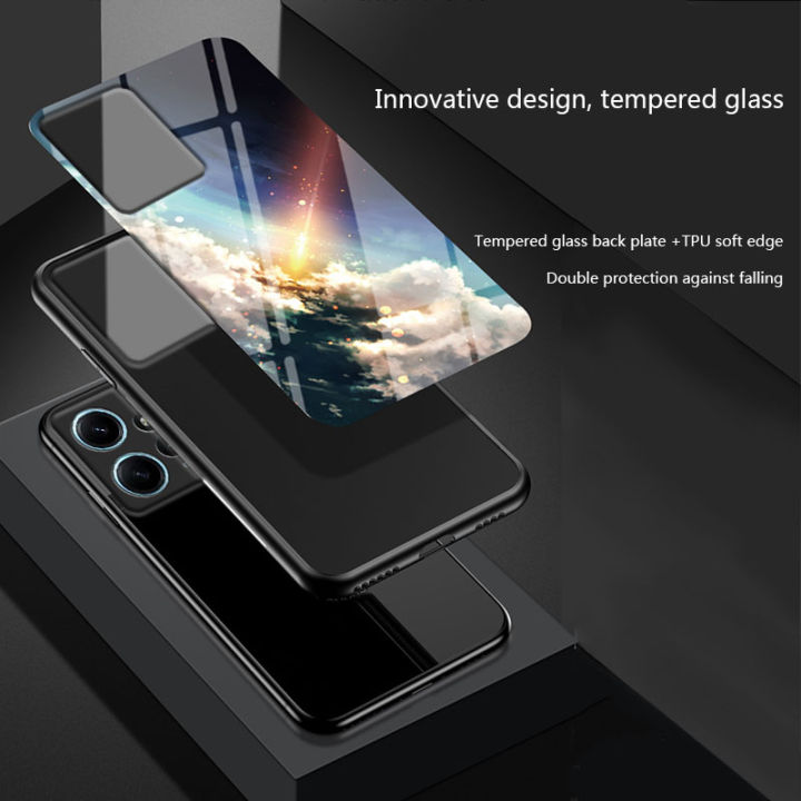 Biruiqu%20For%20Xiaomi%20Redmi%20Note%2012%204G%20Shockproof%20Starry%20Colorful%20Tempered%20Glass%20Back%20Soft%20Silicone%20Edge%20Case%20Cover%20-%20Image%203