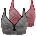 Bra buckle comfort bra Midoonsei pleated push-ups ultra-thin, middle-aged and elderly underwear, three-row ladies. 