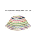 Fashion Summer Beach Straw Cap Women's Striped Rainbow Sun hat Handmade Wide Brimmed Bucket Hat Girls. 