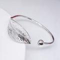 New Elegant Ladies Leaves 925 Sterling Silver Opening Bracelet Bangle for women. 