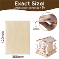 10 PCS Plywood Panels Fretsaw Wood for DIY Woodworking, Laser Processing, Model Making 400 X 300 X 2 mm. 
