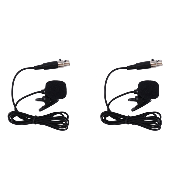 2X Professional Lavalier Lapel Tie Clip Condenser Microphone 4Pin Mic for Bodypack 4 Pin XLR