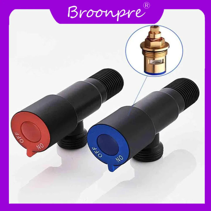 BROONPRE  SUS304 Stainless Steel Black Paint Angle Valve for Kitchen Bathroom Toilet Cold and Hot Water Stop Valve