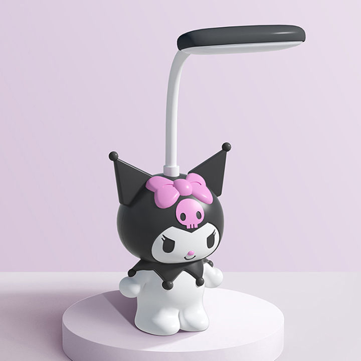 Kawaii Kuromi Eye Protection Table Lamp Anime Sanrio Girly Heart Cute Bedroom Bedside Night Light Cartoon Lamp