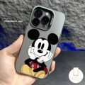 Trendy Brand Cartoon Disney Phone Case Compatible for IPhone 15 13 11 14 12 Pro Max 14 8 7 15 Plus 7Plus X XR XS Max SE 2020 Cute Mickey Mouse Luxury Plating Metal Lens Cover. 