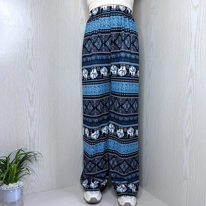 Southeast Asian Explosive Ethnic Style Thai Elephant Wide Leg Pants Women s Beach Pants Summer Thin High Waist Slimming Straight Leg Pants Daraz .np