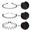 Unisex Metal headband Trendy Black 6pcs set Waved headband Men's/women's Wave style Spiral hairband for Sports Gym Outdoor activities Fashion accessory Hair styling. 