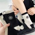 HOT Sweet Lolita Flower Cotton Socks Japanese Camellia Rose Socks Women Girls Students Ins Skirt Matching Black White Mid-tube Sock. 