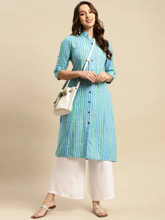 Kiva%20Rayon%20Tonal%20Striped%20Calf%20Length%20Kurtha%20for%20Women%20With%20Front%20Button%20Placket%20-%20Image%206