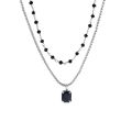 【Fresh designs】Sweet Cool Spice Girl Double Layer Stacked Wearing Style Chain Women's Design Sense Light Luxury Black Zircon Necklace Trendy Necklace. 
