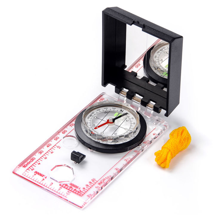 Compass Mirror Adjustable Declination - Boy Scout Compass Hiking Survival - Map Reading Compass Orienteering - Mirror Compass Hunting Fishing -