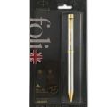 Parker Folio Stainless Steel with Gold Trim Ball Pen. 