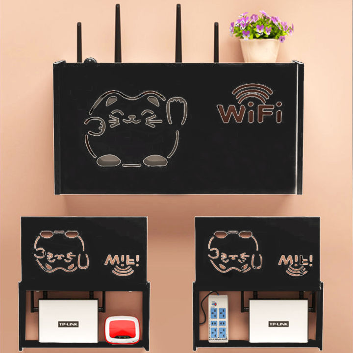 Aeromax%20Folding%20Router%20Holder%20With%20Multiplug%20Organiser%20Wooden%20Stand%20Double%20Shelf%20In%20Brown%20-%20Image%207