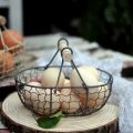fasdaga 5X Wooden Handle Metal Retro Basket Portable Multi-Function Vegetable Fruit Egg Groceries Practical Storage Basket White. 