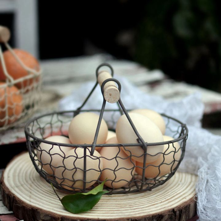 fasdaga%205X%20Wooden%20Handle%20Metal%20Retro%20Basket%20Portable%20Multi-Function%20Vegetable%20Fruit%20Egg%20Groceries%20Practical%20Storage%20Basket%20White%20-%20Image%207