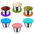 NAMUNY 4Pack 2.4Oz Small Condiment Containers, Salad Dressing Container, Stainless Steel Sauce Container with Silicone Lids. 