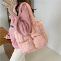 New Nylon Cloth Puffy Shoulder Bag Large Capacity Soft Down Feather Handbag Padded Quilted Space Cotton Shopping Tote. 