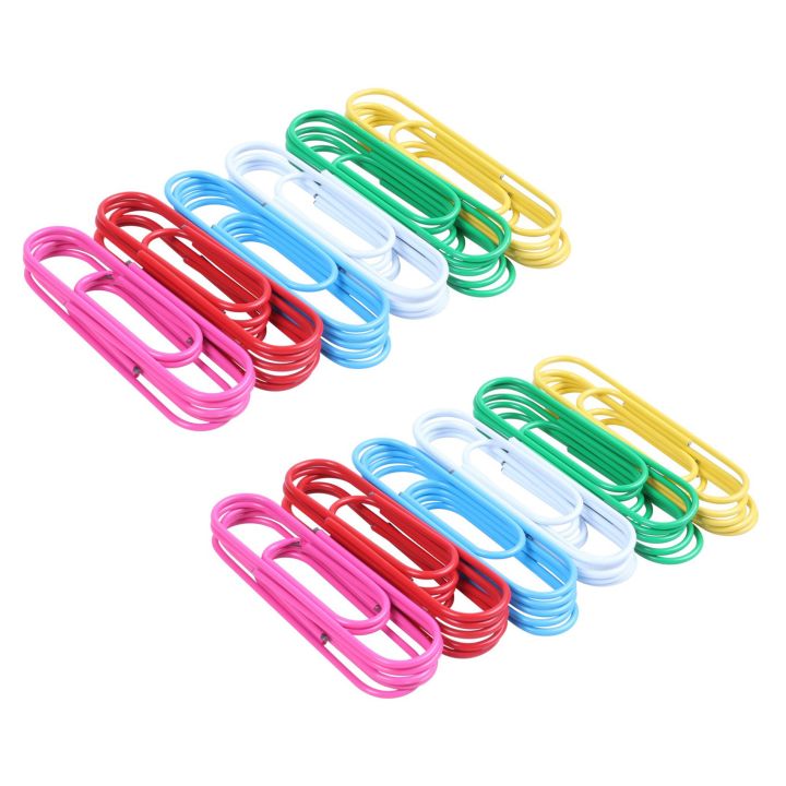 ARELENE Super Large Paper Clips Vinyl Coated, 60 Pack 4 Inch Assorted Color Jumbo Paper Clip Holder(10 cm)