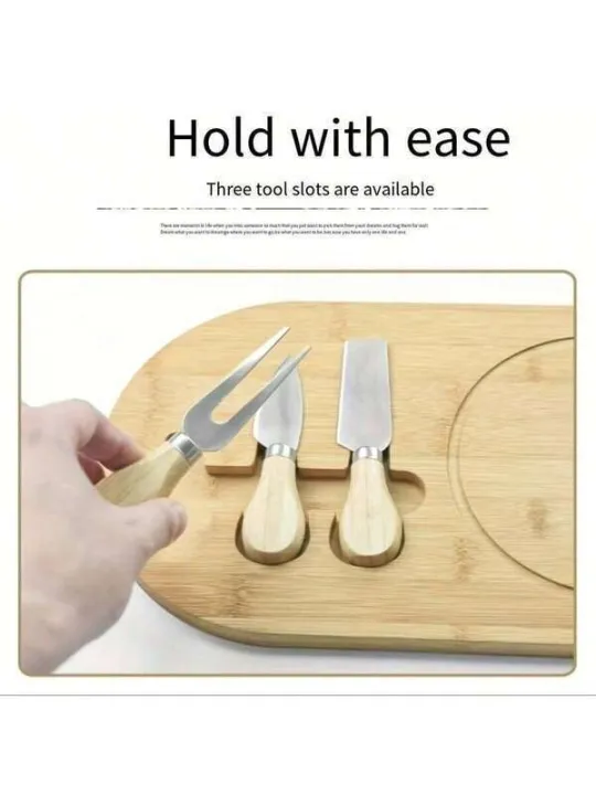 Bamboo%20Cheese%20(Set%20Of%204%20Knife%20Fork)%20With%20Premium%20Gold%20Steel%20Cutlery%20Square%20Round%20Cutting%20Board%20Ideal%20Food%20Tray%20For%20Pizza,%20Cheese,%20Fruit,%20Vegetables%20Bread%20Gourmet%20Cooks%20And%20Couples%20-%20Image%204