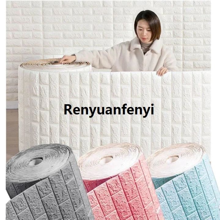 Renyuan 1/3/5/10 M 3D Self-adhesive Wallpaper Stickers 3M Brick Wall Stickers 【2025 Version】 Home Decor Wallpaper for Walls DIY Bedroom Papel De Parede