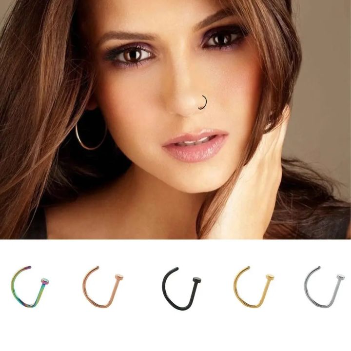 HOT Creative Indian Style Nostril D-type Septum Ring Nostril Titanium Body Jewelry Nose Ring Ear Cartilage Piercings Nose Hoop