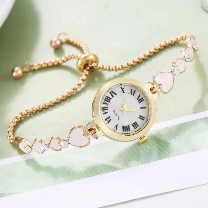 1%20Pcs%20Watch%20for%20Women%20Elegant%20Bracelet%20Set%20Rose%20Gold%20,%20GOld%20&%20Silver%20Heart%20Rhinestone%20Women's%20Quartz%20Watch%20with%20Pearls%20Bangles%20Women's%20Bracelet%20Watches%20-%20Image%204