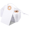 100 Pack Blank Tags with Elastic String Marking Hang Tags Attached Reinforced Hole Writable Blank Tags 2.75x1.37Inch. 