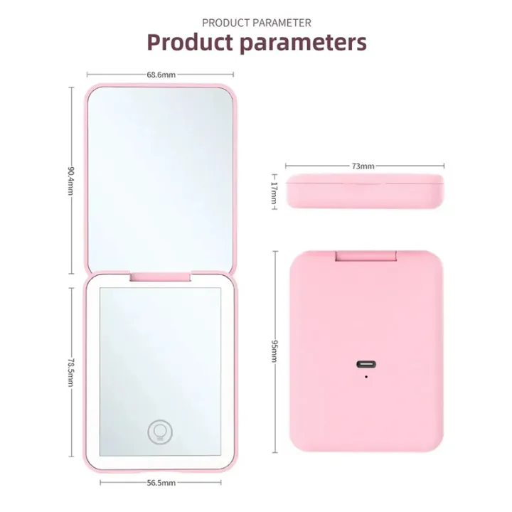 Hand%20Held%20Small%20Pocket%20Travel%20Makeup%20Mirror%202X%20Magnifying%20with%20Lights%20Compact%20Mini%20Vanity%20Folding%20Cosmetic%20Mirror%20-%20Image%202