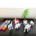 3Pcs Diy Painted Graffiti Dinosaur Children's Science and Educational Toy for Kids Drawing Toys Coloring 3D Jungle Animal Model. 