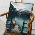 1PC Mountain Sea Landscape Art Canvas Poster Self-adhesive Art Waterproof Paper Sticker Coffee House Bar Room Wall Decor. 