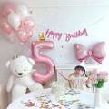 Medium/Large Morandi Light Blue Pink Birthday Number Foil Balloons Photo Props. 