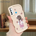 Hontinga for Redmi Note 8 Back Cover Cute Girl Pattern Luxury Soft Silicone Macaron Wave Mobile Case. 