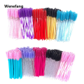 Wenefang 50 Pcs Shiny Crystal Eyelash Applicator Disposable Diamond Handle Nylon Two Colors Mascara Wands Spoolies Pink Brushes. 