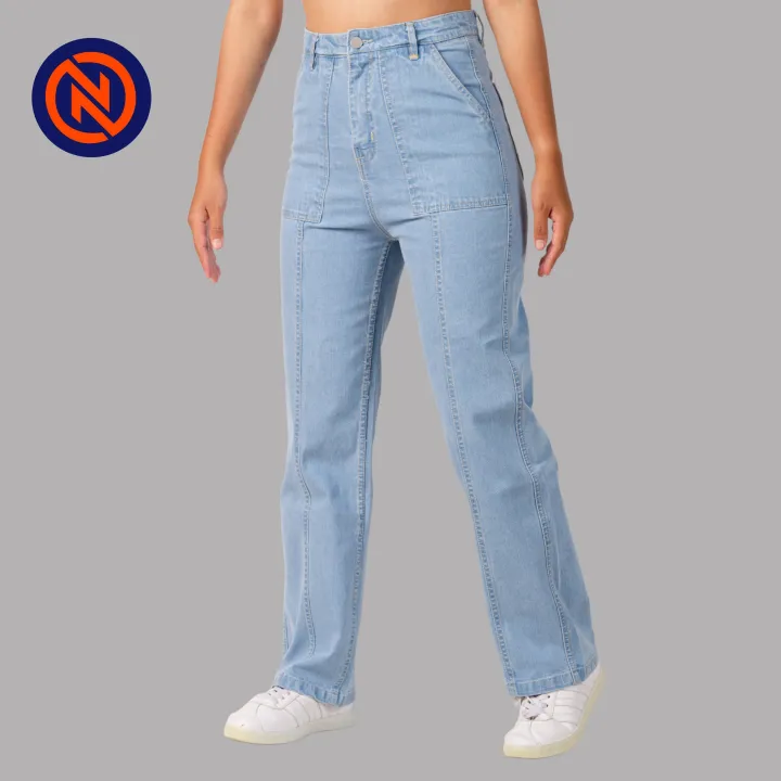 Nepster%20Light%20Blue%20High%20Rise%20Stretchable%20Fancy%20Straight%20Jeans%20For%20Women%20-%20Image%203